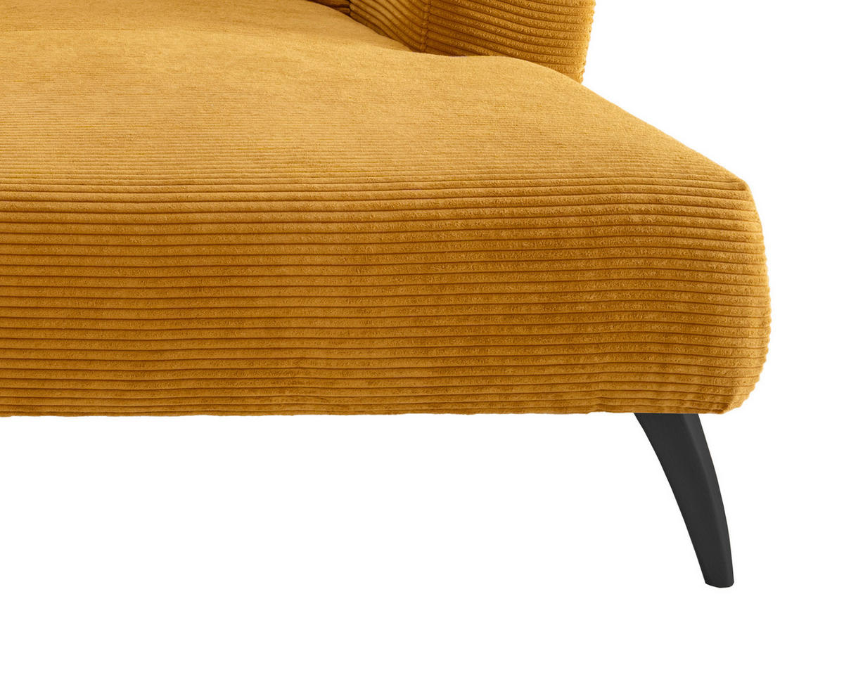 ECKSOFA in Cord Goldfarben  - Goldfarben/Schwarz, Modern, Holz/Textil (264/160cm) - MID.YOU
