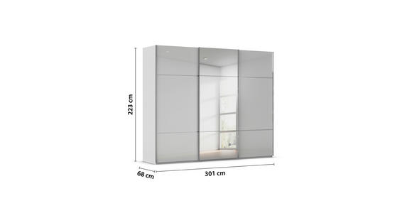 SCHWEBETÜRENSCHRANK 301/223/68 cm 3-türig Grau - Chromfarben/Grau, KONVENTIONELL, Glas/Holzwerkstoff (301/223/68cm) - Novel