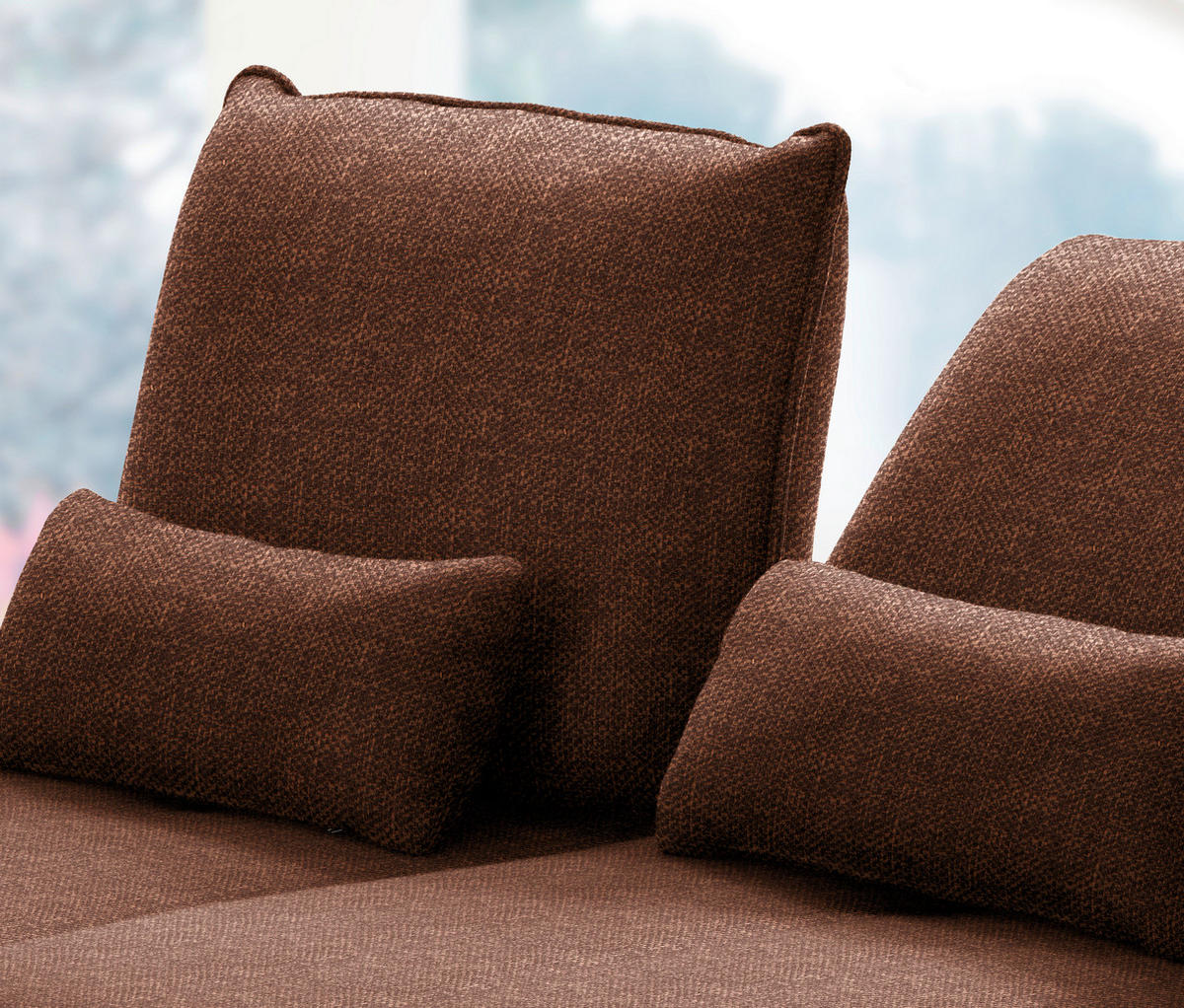 ECKSOFA in Flachgewebe Kupferfarben  - Schwarz/Kupferfarben, Design, Textil/Metall (191/301cm) - Moderano