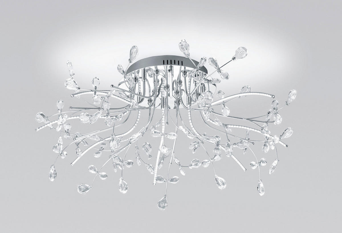 LED-DECKENLEUCHTE Crystal X 77 cm  - Chromfarben, Design, Glas/Metall (77cm) - Hell
