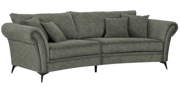 MEGASOFA  in Flachgewebe Grün  - Schwarz/Grün, ROMANTIK / LANDHAUS, Textil/Metall (273/79/125cm) - Landscape