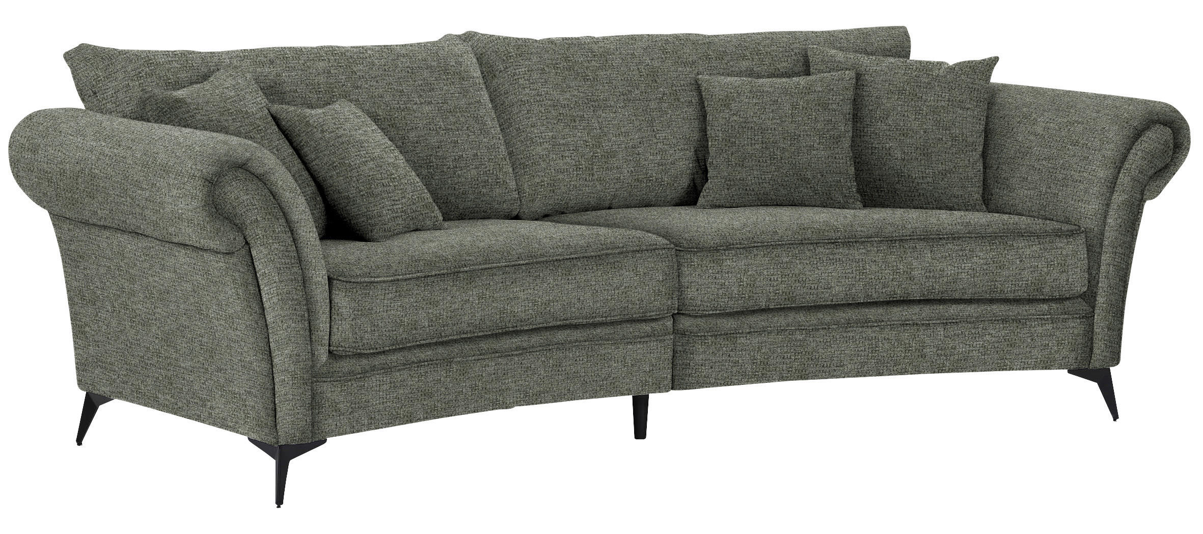 MEGASOFA Flachgewebe Grün  - Schwarz/Grün, Romantik / Landhaus, Textil/Metall (273/79/125cm) - Landscape