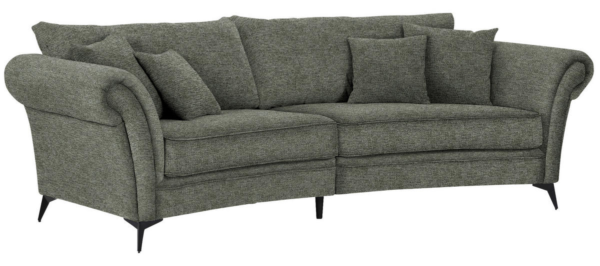 MEGASOFA Flachgewebe Grün  - Schwarz/Grün, Romantik / Landhaus, Textil/Metall (273/79/125cm) - Landscape