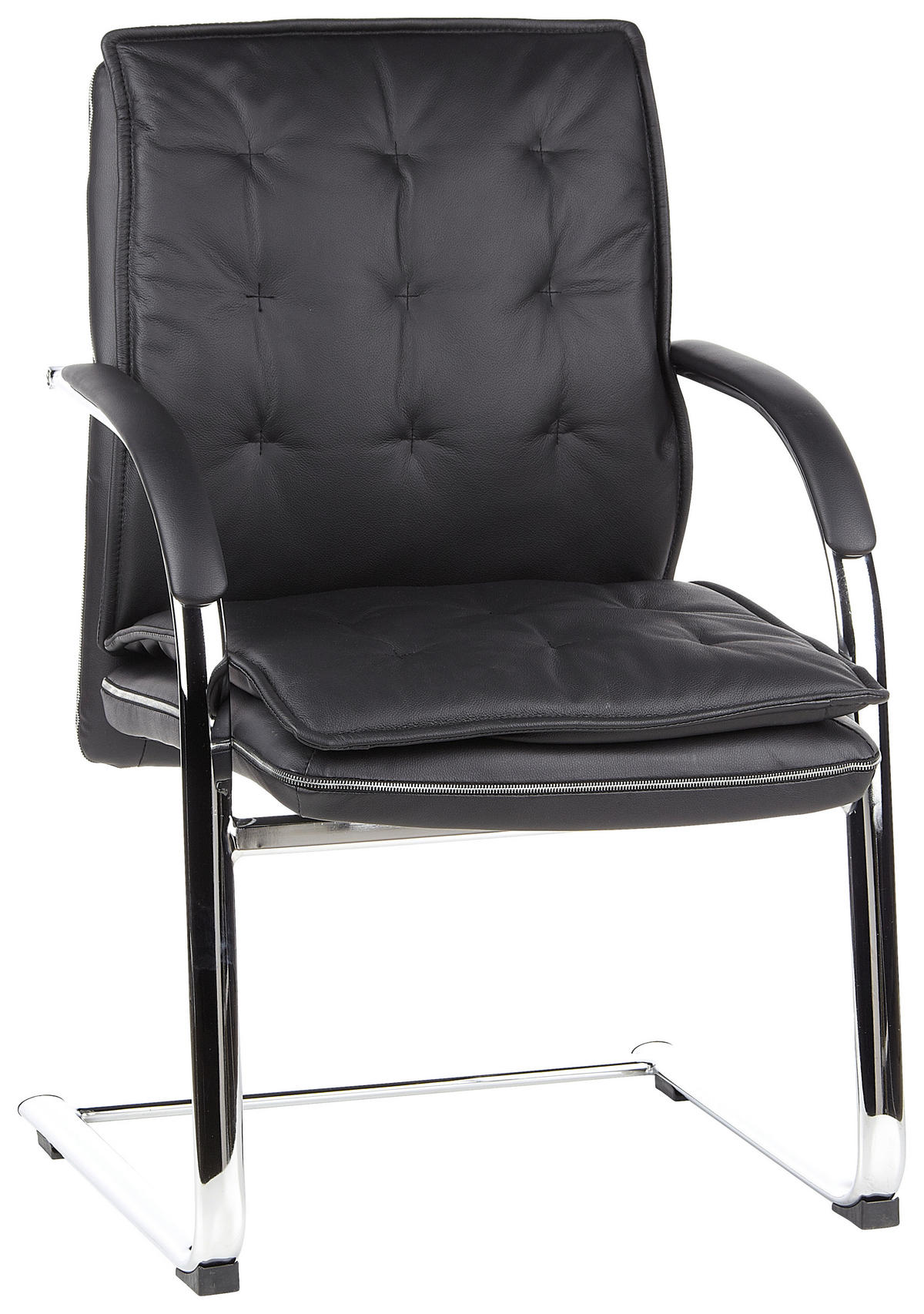 BESUCHERSTUHL  in Schwarz  - Schwarz, Basics, Leder/Metall (60/100/47cm) - MID.YOU