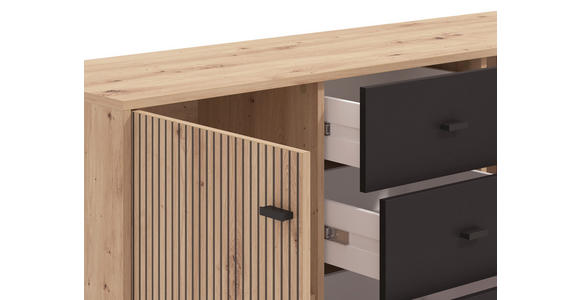 SIDEBOARD in 138/90/40 cm - Schwarz/Eiche Artisan, Basics, Holzwerkstoff/Kunststoff (138/90/40cm) - Carryhome