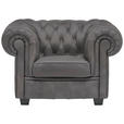 CHESTERFIELD-SESSEL - Wengefarben/Grau, LIFESTYLE, Holz/Textil (115/76,5/96cm) - Landscape