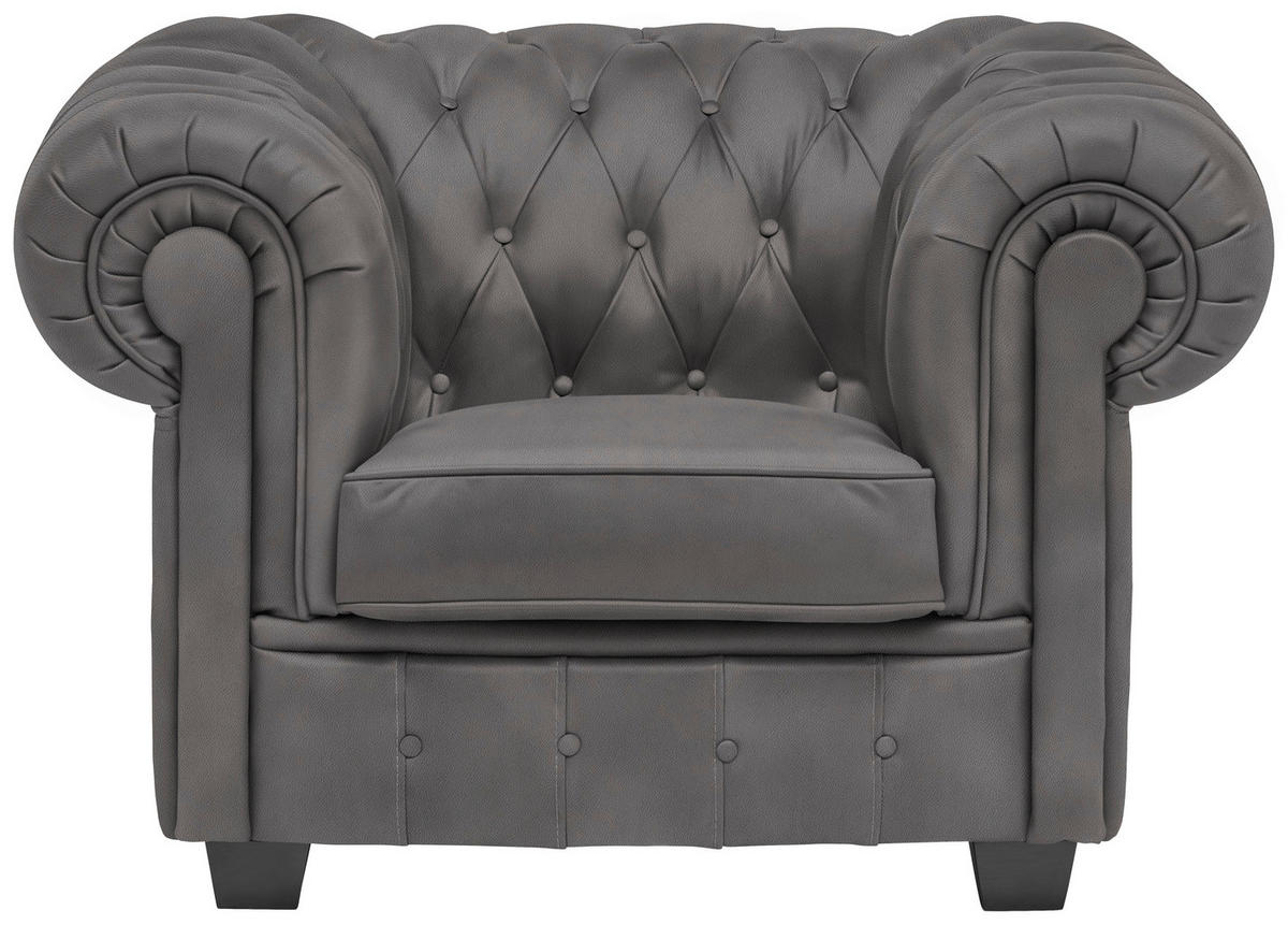 CHESTERFIELD-SESSEL - Wengefarben/Grau, LIFESTYLE, Holz/Textil (115/76,5/96cm) - Landscape