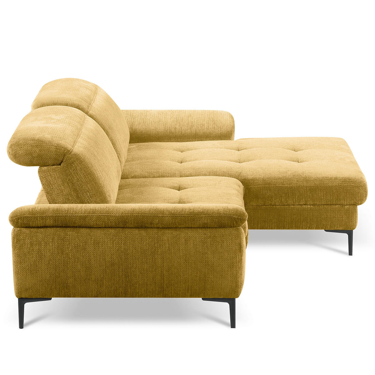 ECKSOFA  Webstoff Senfgelb  - Senfgelb/Schwarz, Design, Textil/Metall (268/195cm) - Livetastic