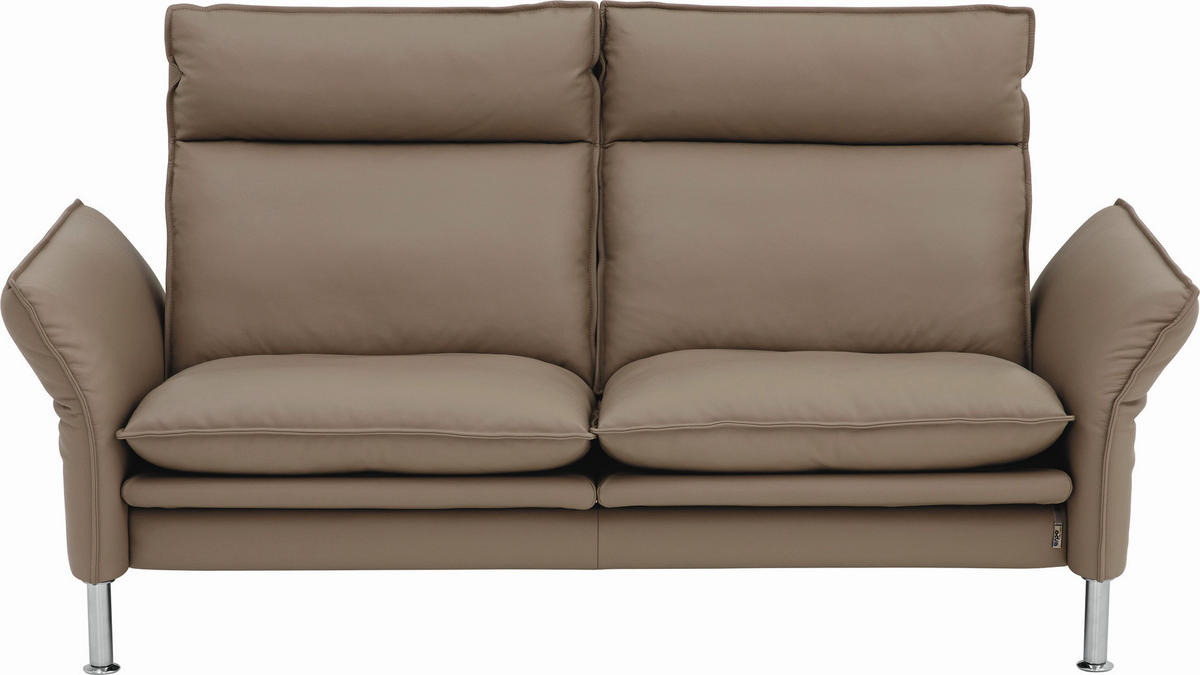 2-SITZER-SOFA in Echtleder Grau  - Chromfarben/Grau, Konventionell, Leder/Metall (176/93/120cm) - Erpo