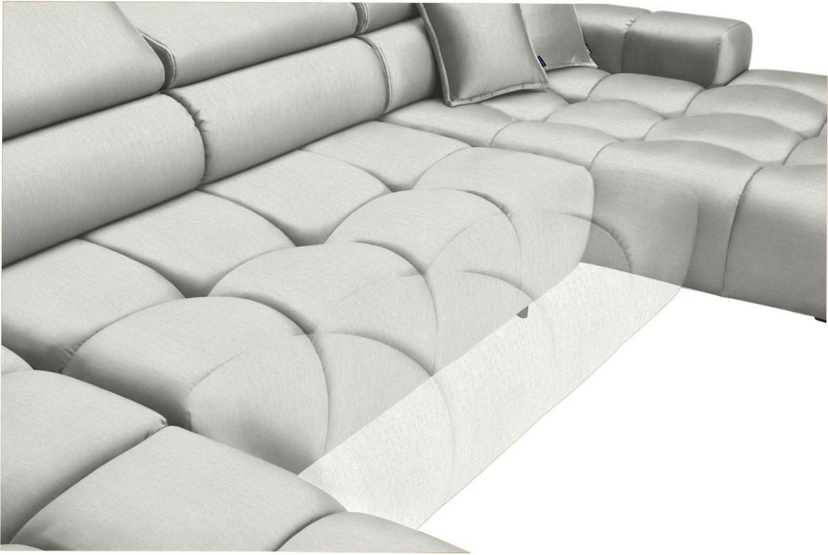 WOHNLANDSCHAFT in Samt, Webstoff Creme  - Creme/Schwarz, Design, Textil/Metall (216/385/177cm) - Welnova