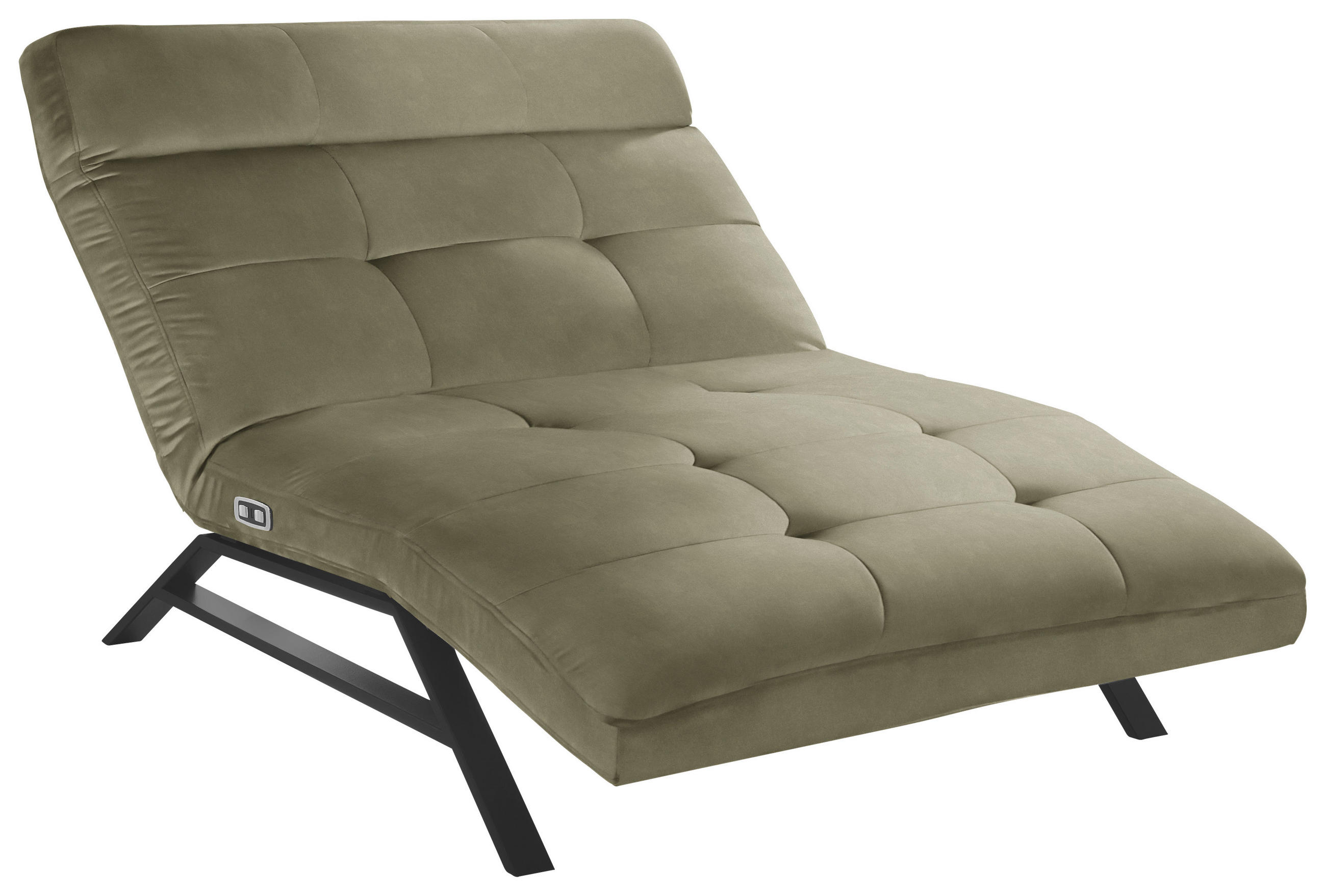 Liege mit motorischer Relaxfkt Mikrofaser Olivgrün  - Schwarz/Olivgrün, Design, Textil/Metall (120/54-113/158-198cm) - Pure Home Lifestyle