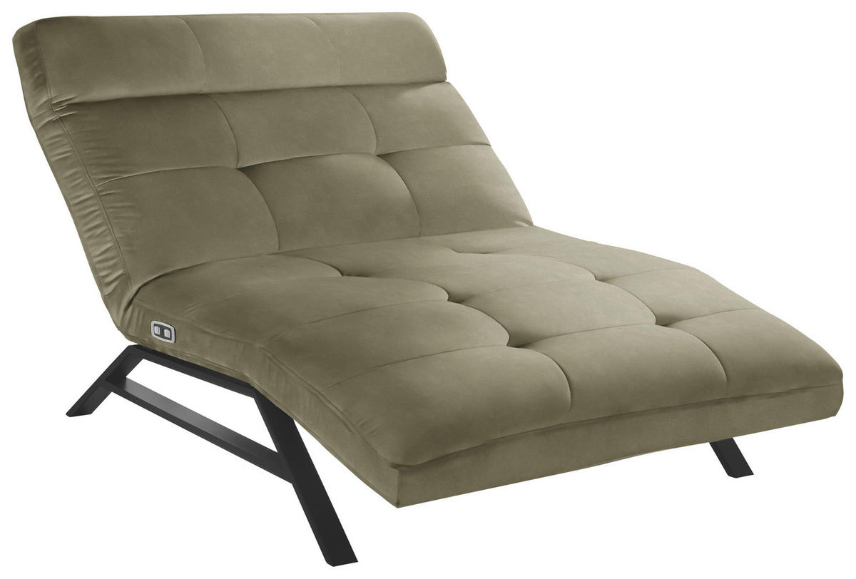 RELAXLIEGE in Mikrofaser Olivgrün  - Schwarz/Olivgrün, Design, Textil/Metall (120/54-113/158-198cm) - Pure Home Lifestyle