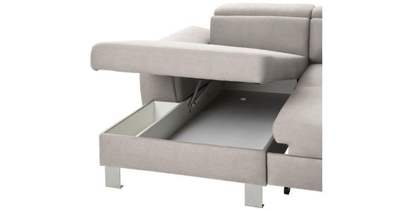 WOHNLANDSCHAFT inkl.Funktionen Ecru Webstoff - Ecru/Silberfarben, Design, Textil/Metall (168/320/226cm) - Xora