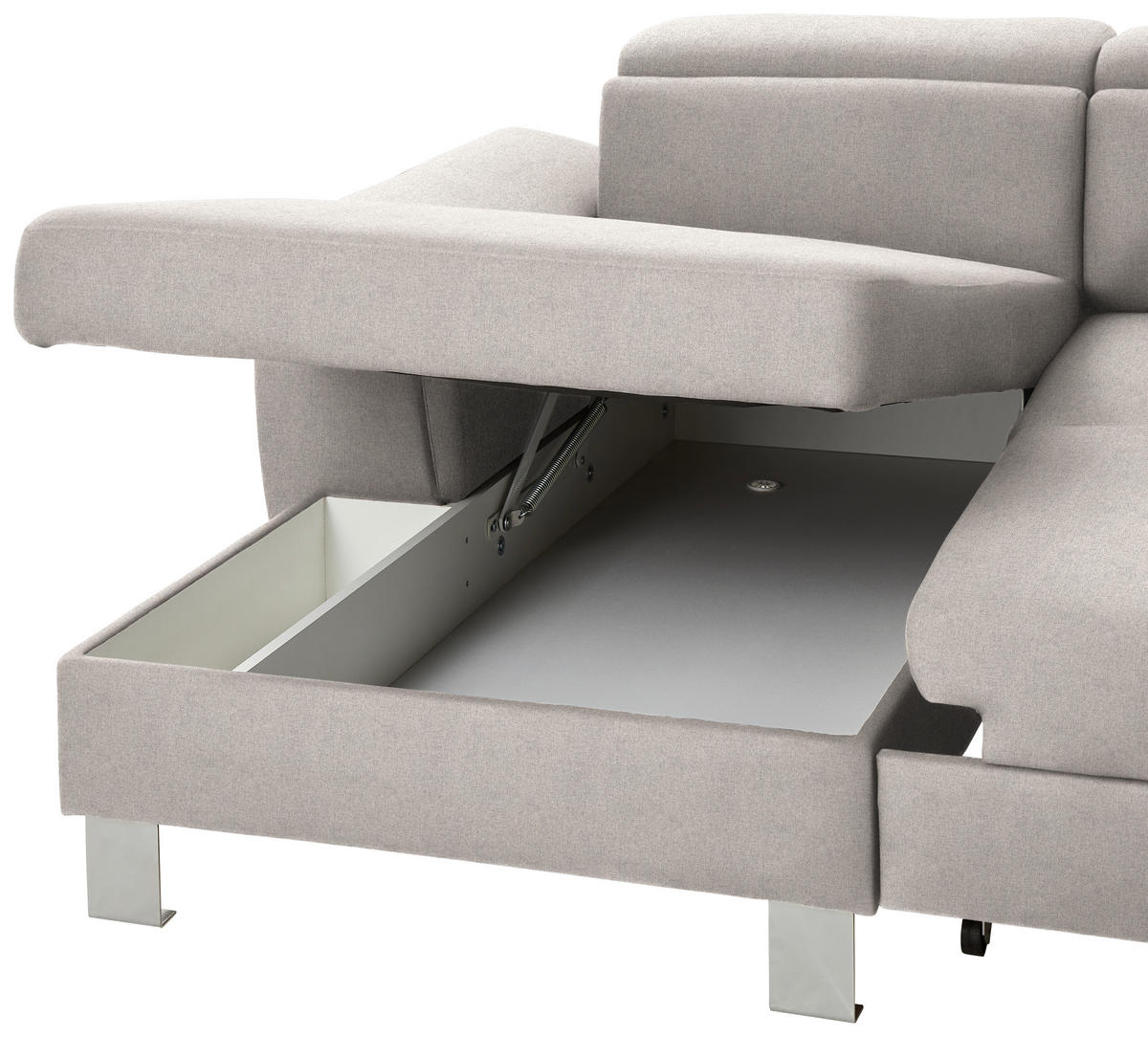 WOHNLANDSCHAFT in Webstoff Ecru  - Ecru/Silberfarben, Design, Textil/Metall (168/320/226cm) - Xora