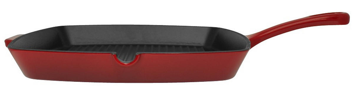 GRILLPFANNE Gusseisen Emaille  - Kirschrot, Basics, Metall (28/28cm) - ELO