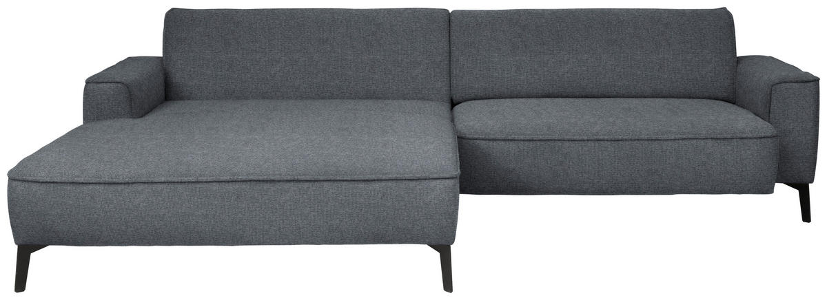 ECKSOFA in Flachgewebe Dunkelgrau  - Dunkelgrau/Schwarz, Design, Textil/Metall (190/285cm) - Johann Jakob