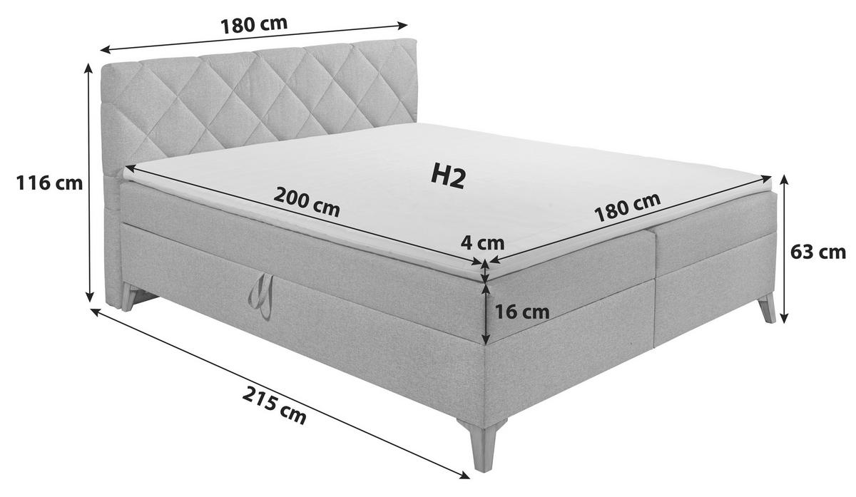 BOX-ÁGY 180/200 cm  világosszürke  - világosszürke/tölgyfa színű, Lifestyle, műanyag/faalapú anyag (180/200cm) - Carryhome