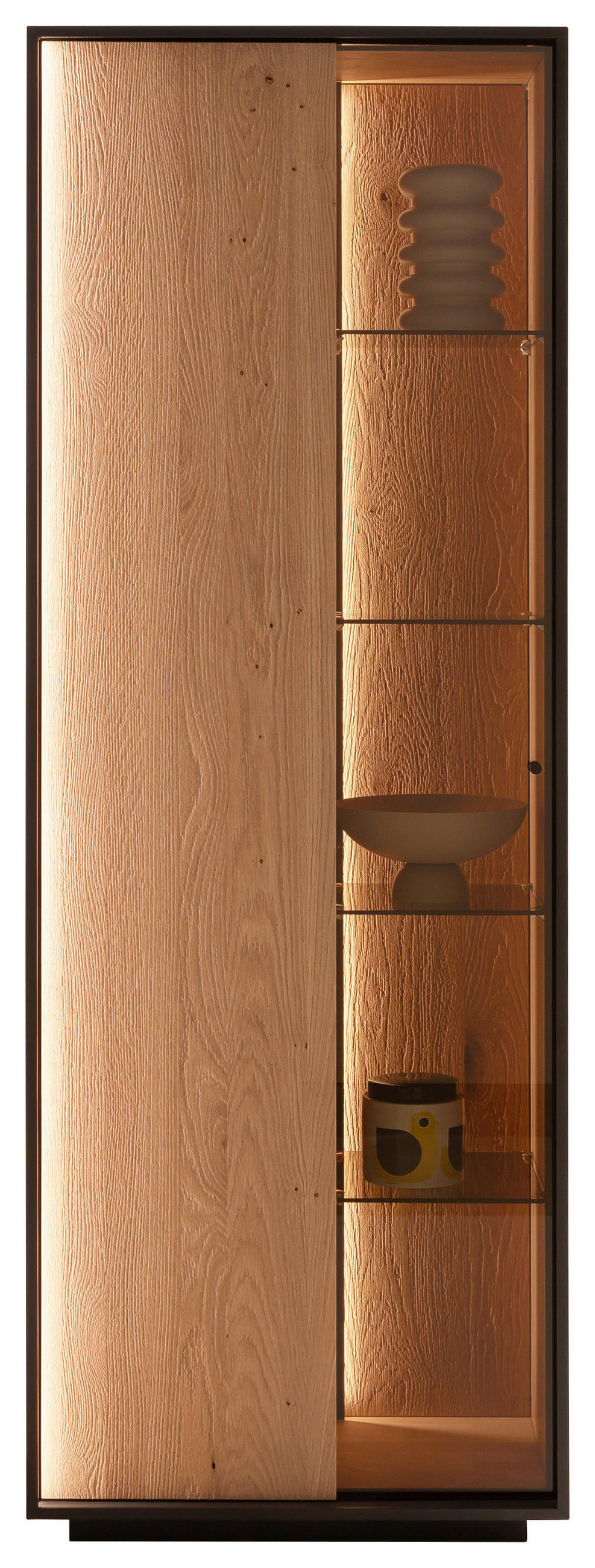 VITRINE  in massiv Kerneiche Eichefarben - Eichefarben/Anthrazit, Design, Glas/Holz (67/197/42cm) - Schöner Wohnen