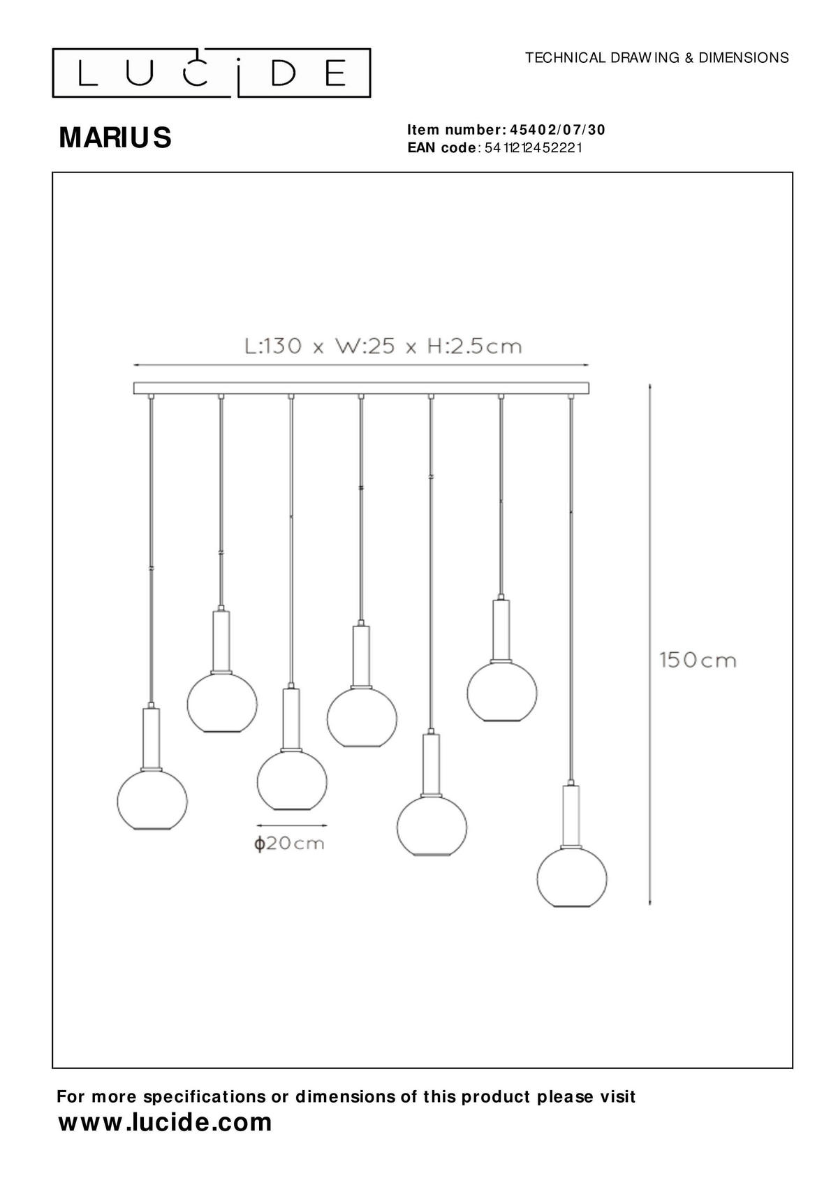 HÄNGELEUCHTE 130/30/150 cm    - Schwarz, Design, Glas (130/30/150cm) - Lucide