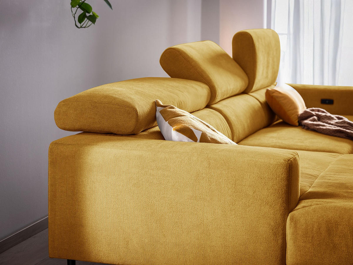 SAROKKANAPÉ textil sárga  - sárga/fekete, Design, textil/fém (193/317cm) - Xora