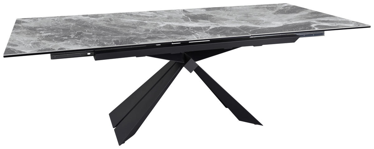 ESSTISCH in Metall, Glas, Keramik 180-230/76/95 cm  - Schwarz/Grau, Design, Glas/Keramik (180-230/76/95cm) - Novel