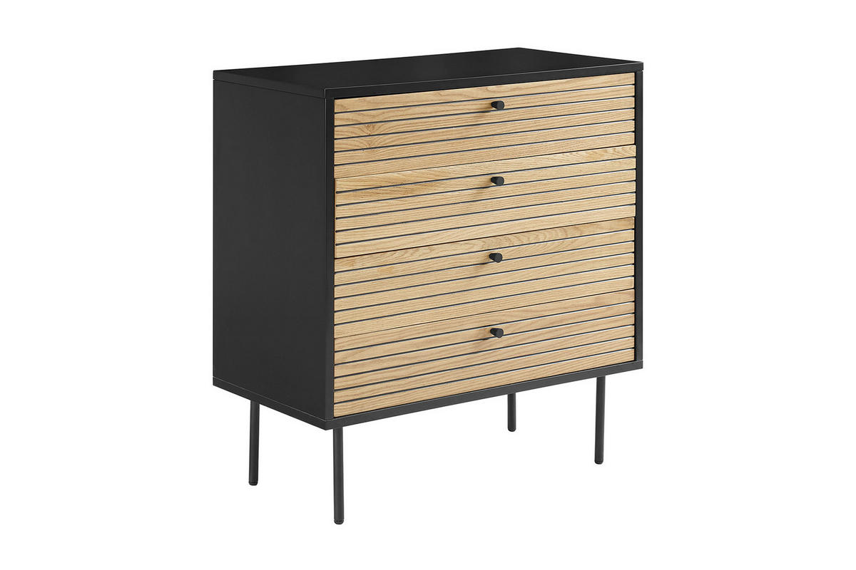 KOMMODE  in 80/85/40 cm  - Eichefarben/Schwarz, Design, Holz/Holzwerkstoff (80/85/40cm) - Livetastic