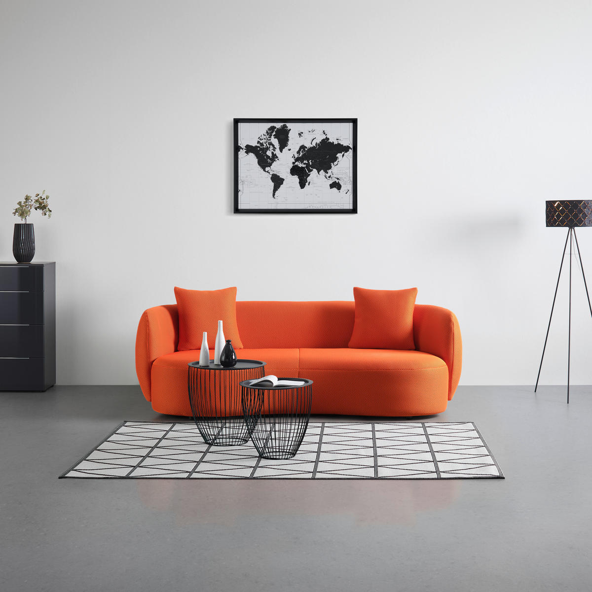 BIG SOFFA i orange  - orange/svart, Modern, textil/plast (235/72/110cm) - MID.YOU