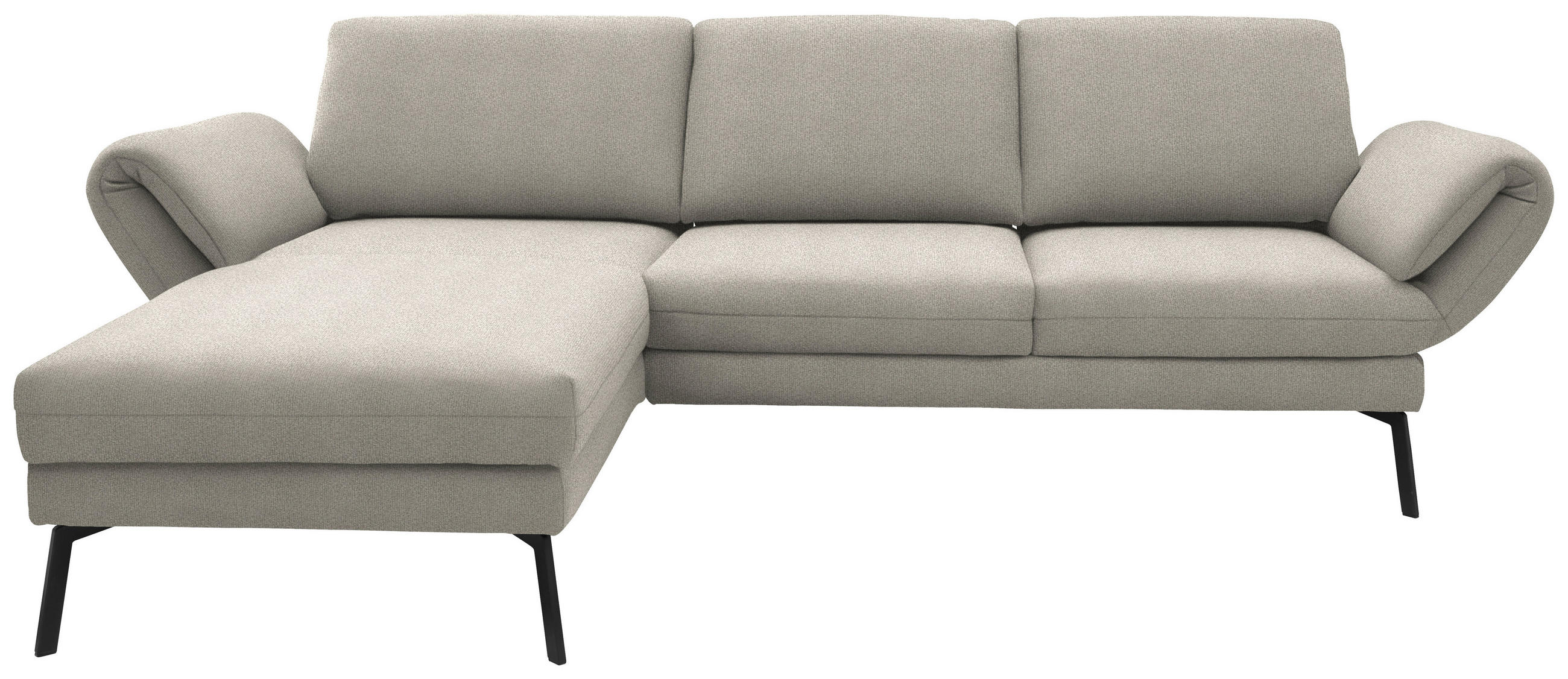 ECKSOFA  in Flachgewebe Naturfarben  175-224/255-365 cm  - Schwarz/Naturfarben, Design, Textil/Metall (175-224/255-365cm) - Dieter Knoll