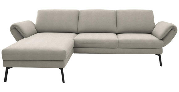 ECKSOFA  in Flachgewebe Naturfarben Armteilverstellung, Relaxfunktion, Drehsitzfunktion  175-224/255-365 cm  - Schwarz/Naturfarben, Design, Textil/Metall (175-224/255-365cm) - Dieter Knoll