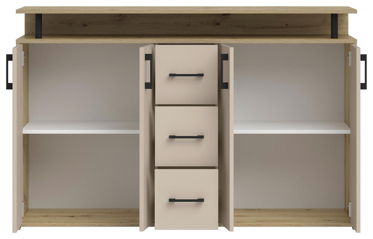 KOMODA S VRATIMA - kašmir/crna, Konvencionalno, pločasti materijal/plastika (139/90/34cm) - Carryhome