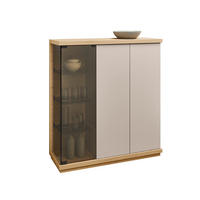 HIGHBOARD Rosa, Eichefarben, Beige  117/128/38 cm  - Eichefarben/Beige, Design, Glas/Holz (117/128/38cm) - Emilio Belluti