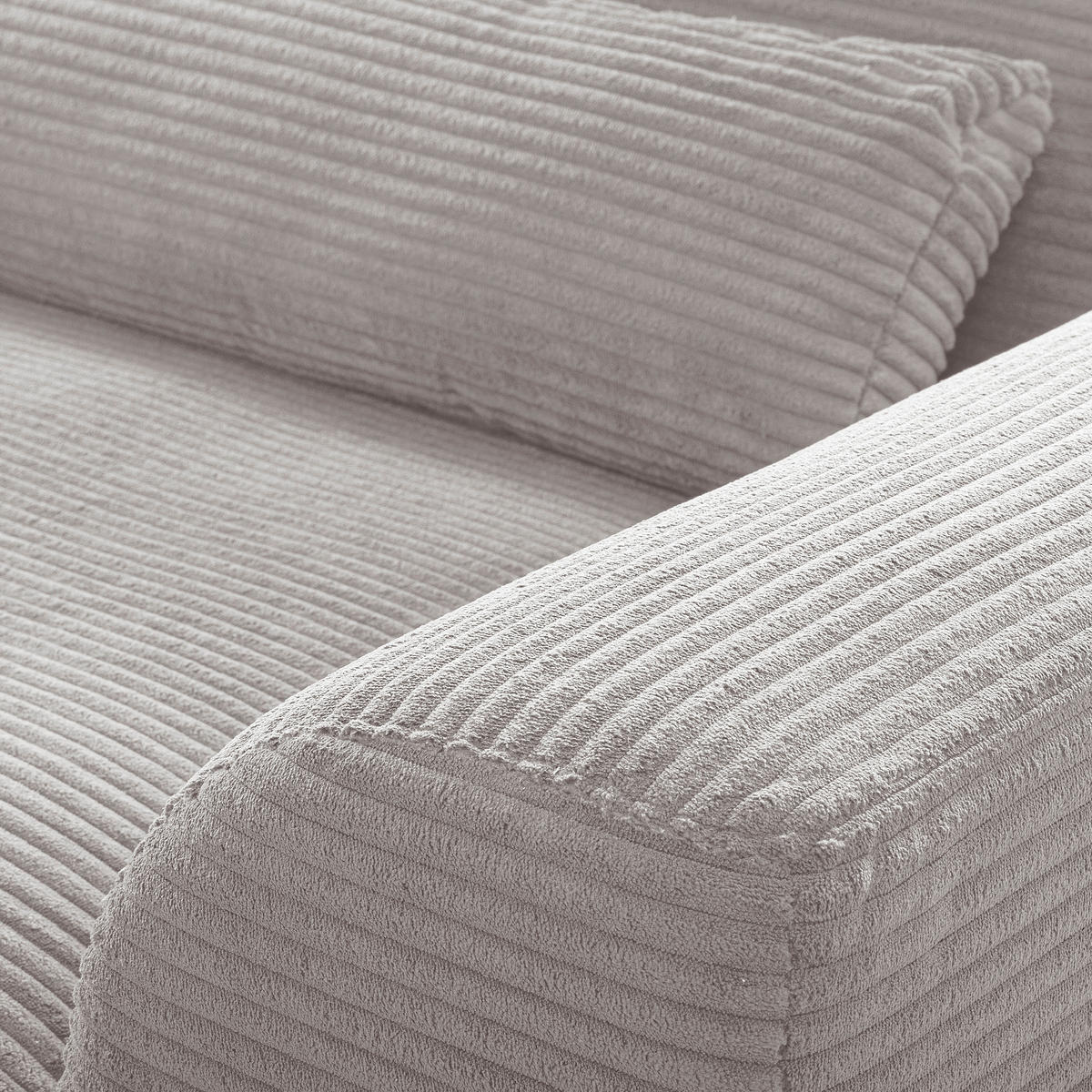 ECKSOFA  in Cord Hellgrau Nierenkissen, Rückenkissen  172/313 cm  - Hellgrau/Schwarz, Design, Textil/Metall (172/313cm) - P & B