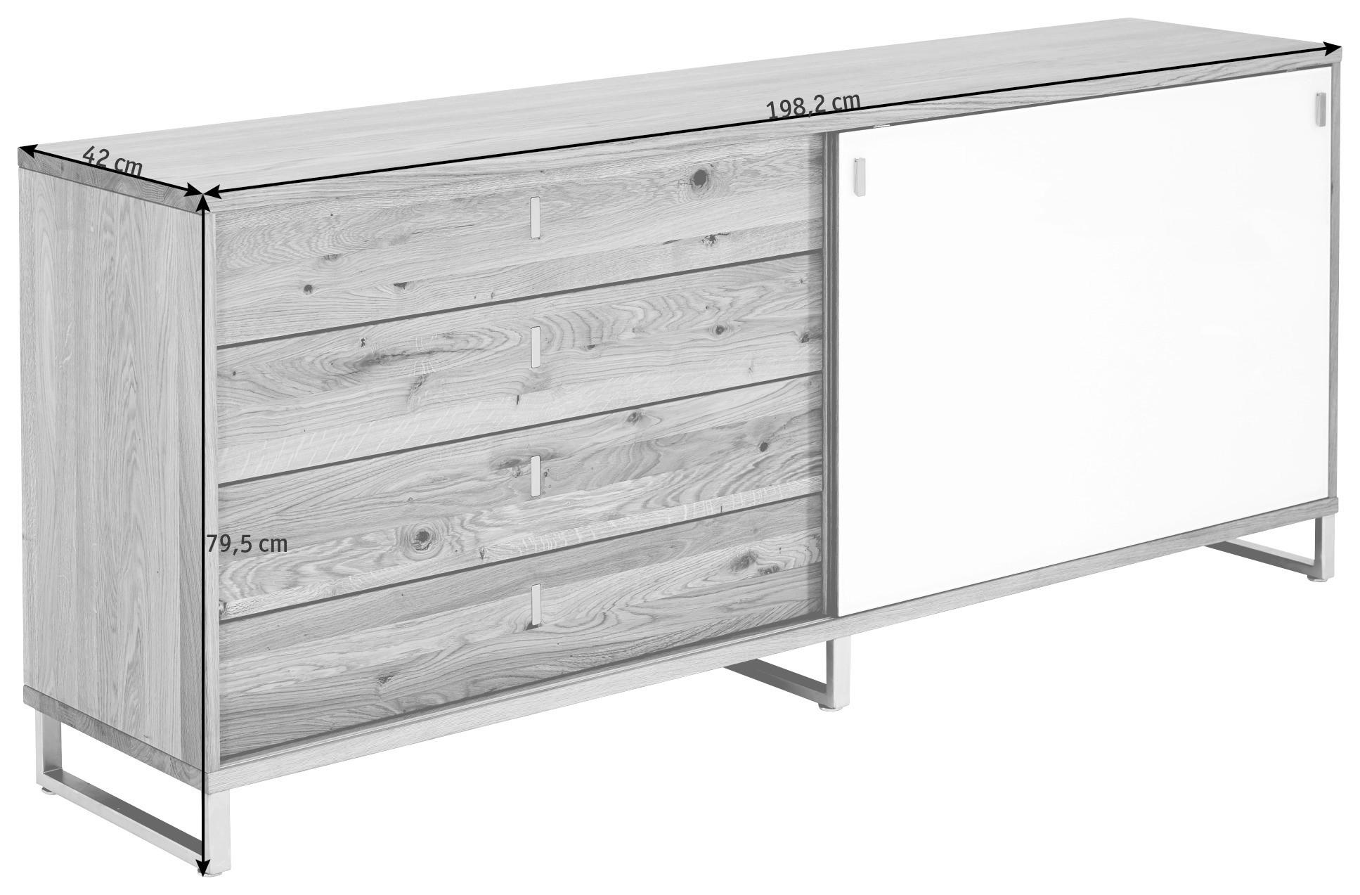 ANRICHTE Eichefarben  198,2/79,5/42 cm  - Eichefarben, Design, Holz/Metall (198,2/79,5/42cm) - Team 7