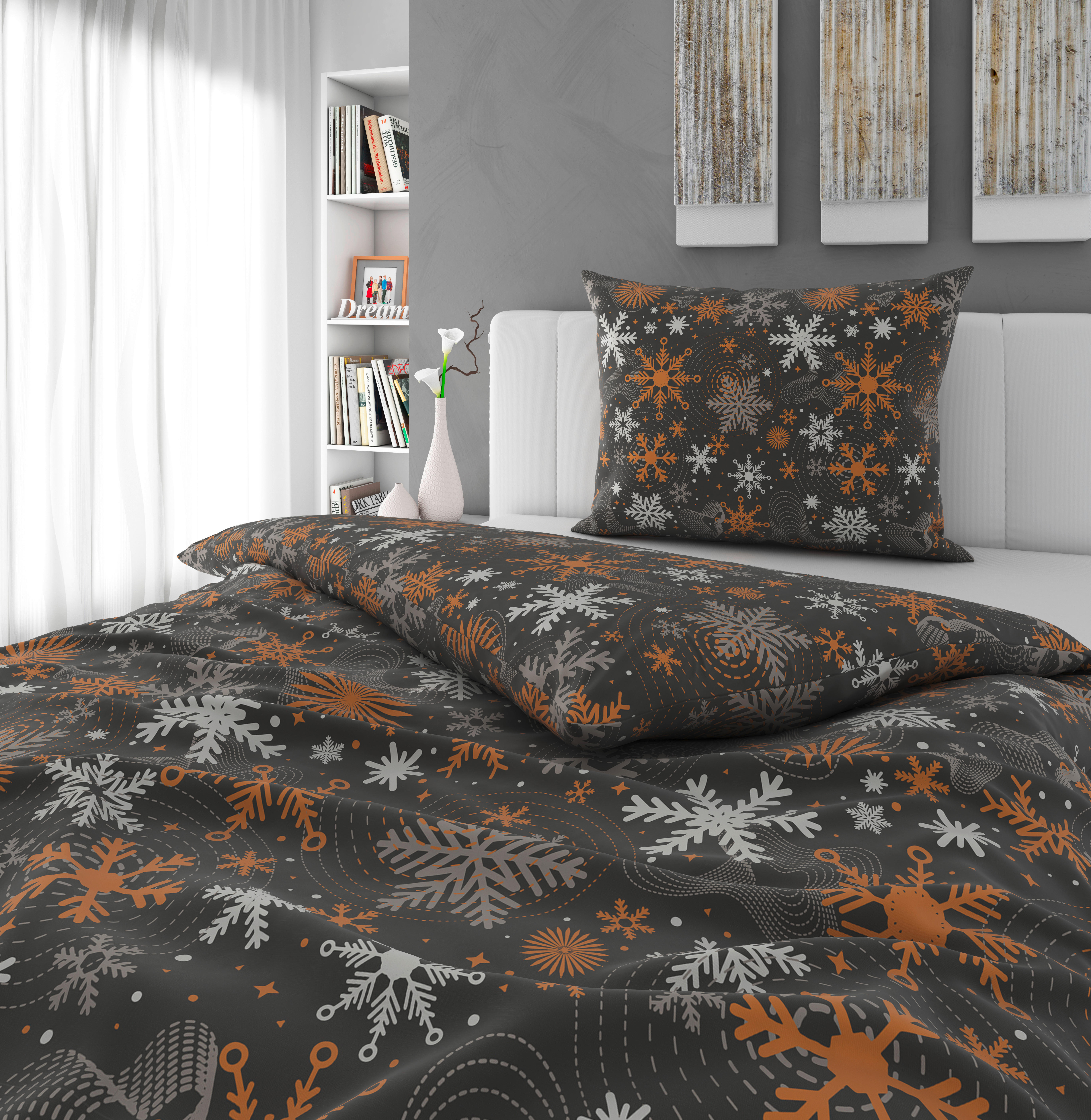 POSTEĽNÁ BIELIZEŇ, flanel, béžová, antracitová, 140/200 cm - antracitová/béžová, Konventionell, textil (140/200cm) - Esposa