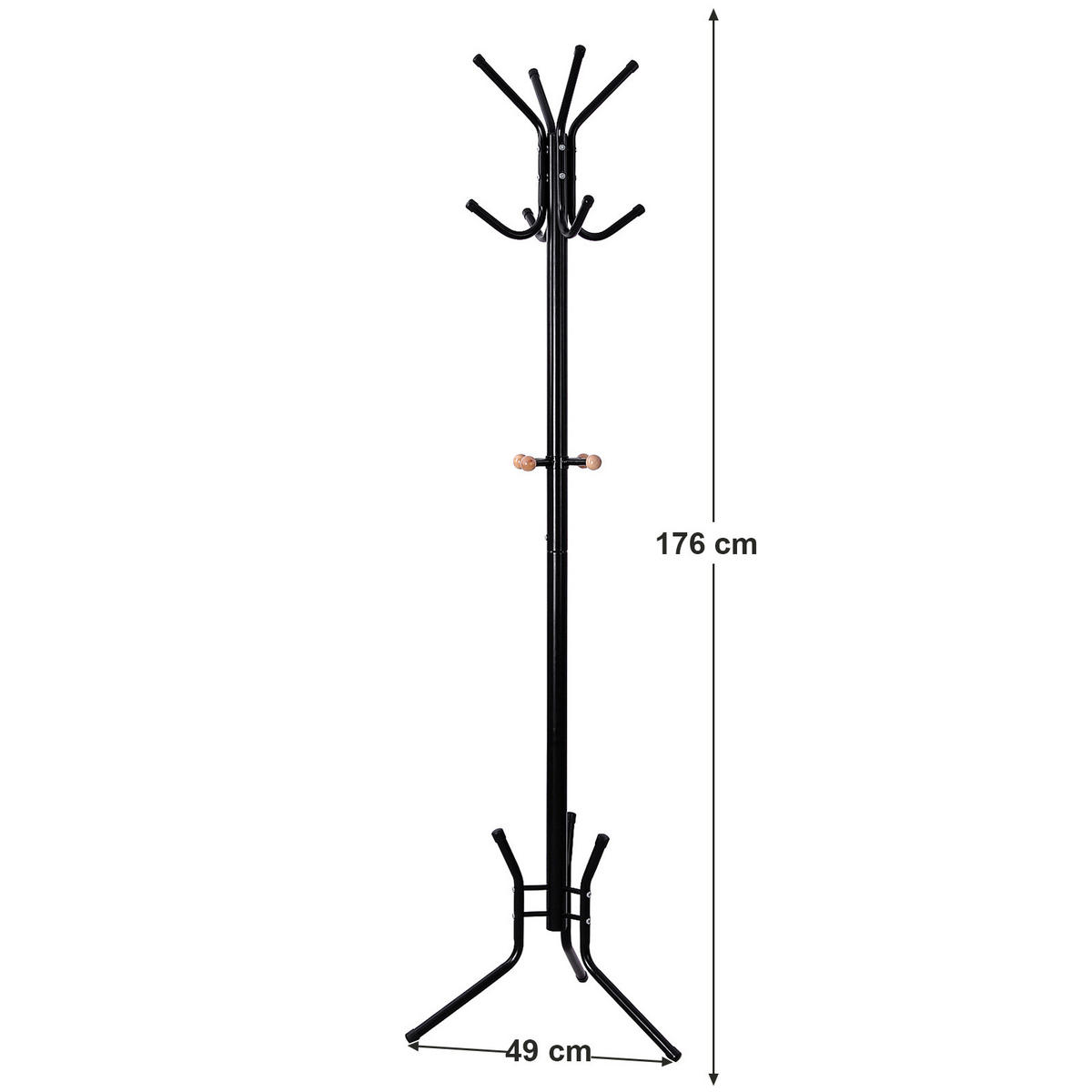 GARDEROBENSTÄNDER in Schwarz 49/176/49 cm   - Schwarz, Trend, Metall (49/176/49cm) - Boxxx