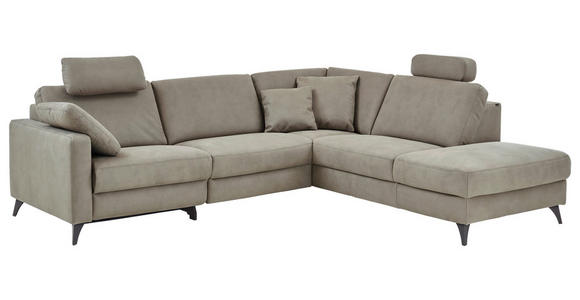 ECKSOFA Dieter Knoll Beigebraun Mikrofaser  - Beigebraun/Schwarz, Design, Textil/Metall (269/238cm) - Dieter Knoll