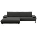 ECKSOFA in Velours Dunkelgrau  - Dunkelgrau/Schwarz, Design, Textil/Metall (184/284cm) - Dieter Knoll