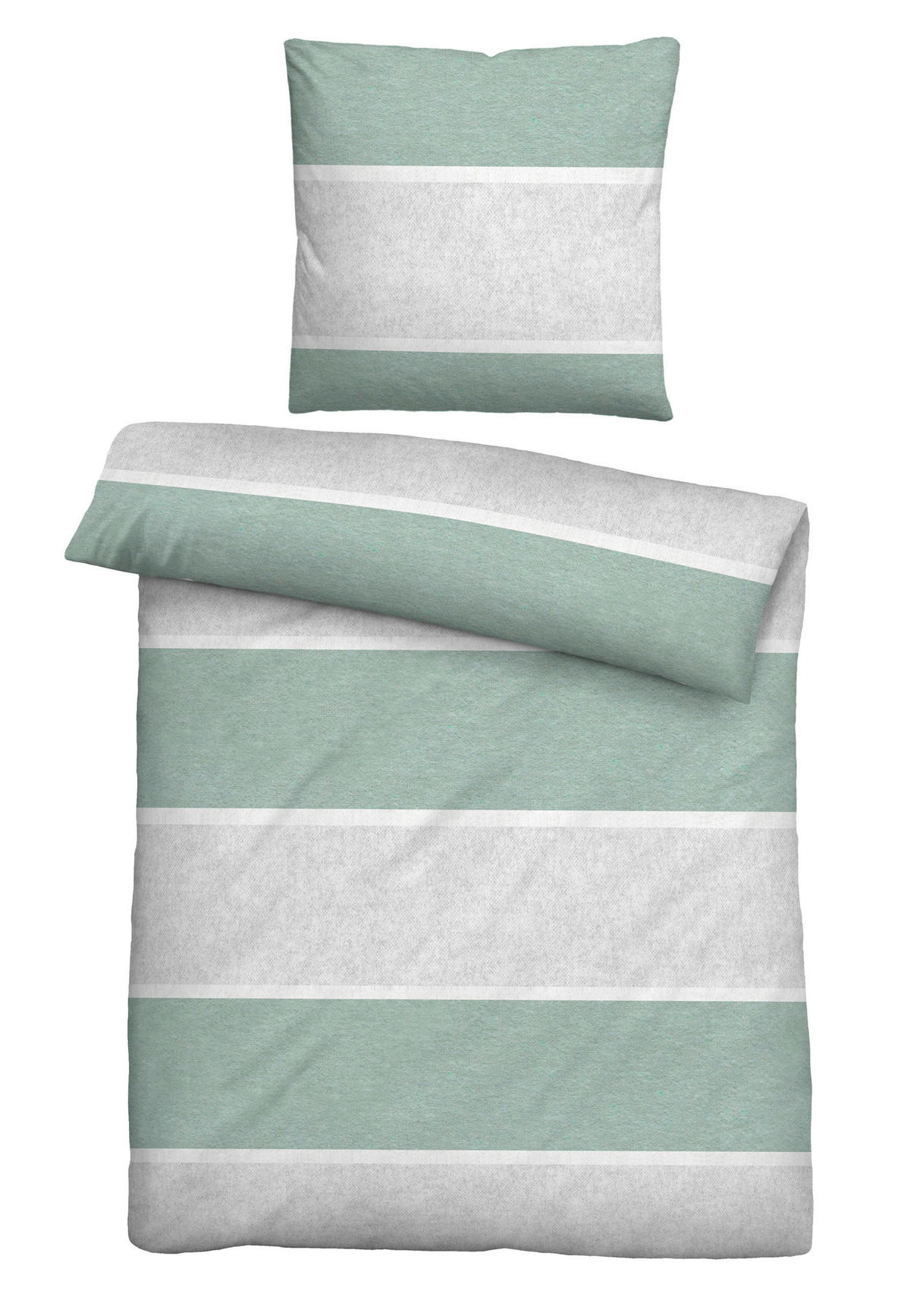 BETTWÄSCHE Flanell 155/220 cm  - Dunkelgrün/Hellgrau, Design, Textil (155/220cm) - Novel
