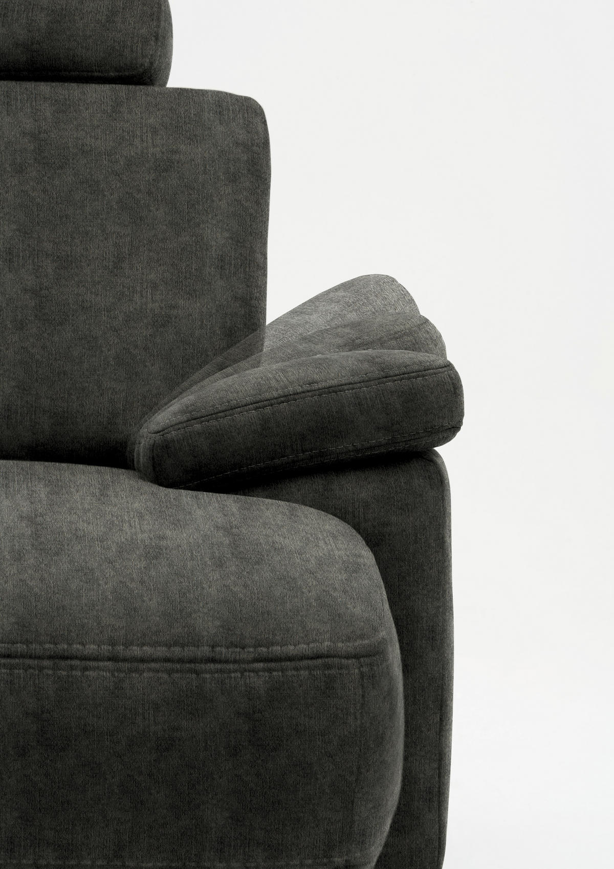 WOHNLANDSCHAFT in Velours Dunkelgrau  - Eichefarben/Dunkelgrau, Konventionell, Holz/Textil (167/316/235cm) - Beldomo System