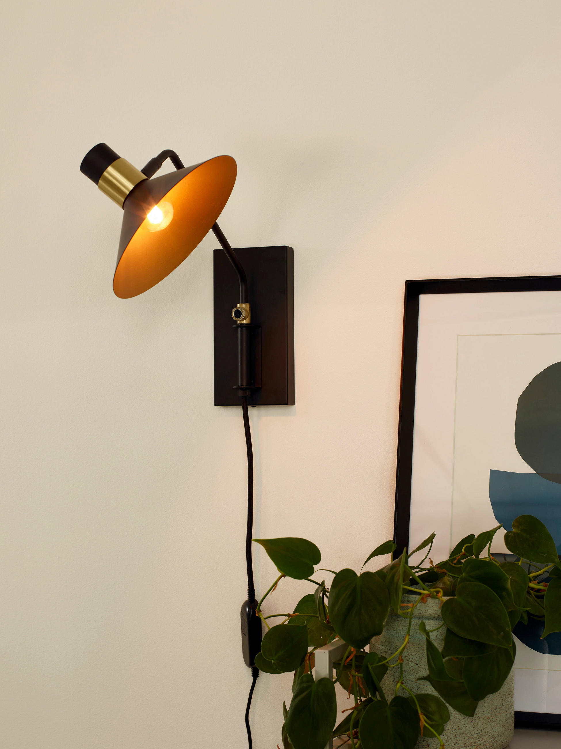 WANDLEUCHTE Pepijn 18.5/47/30 cm   - Schwarz/Bronzefarben, Design, Metall (18.5/47/30cm) - Lucide