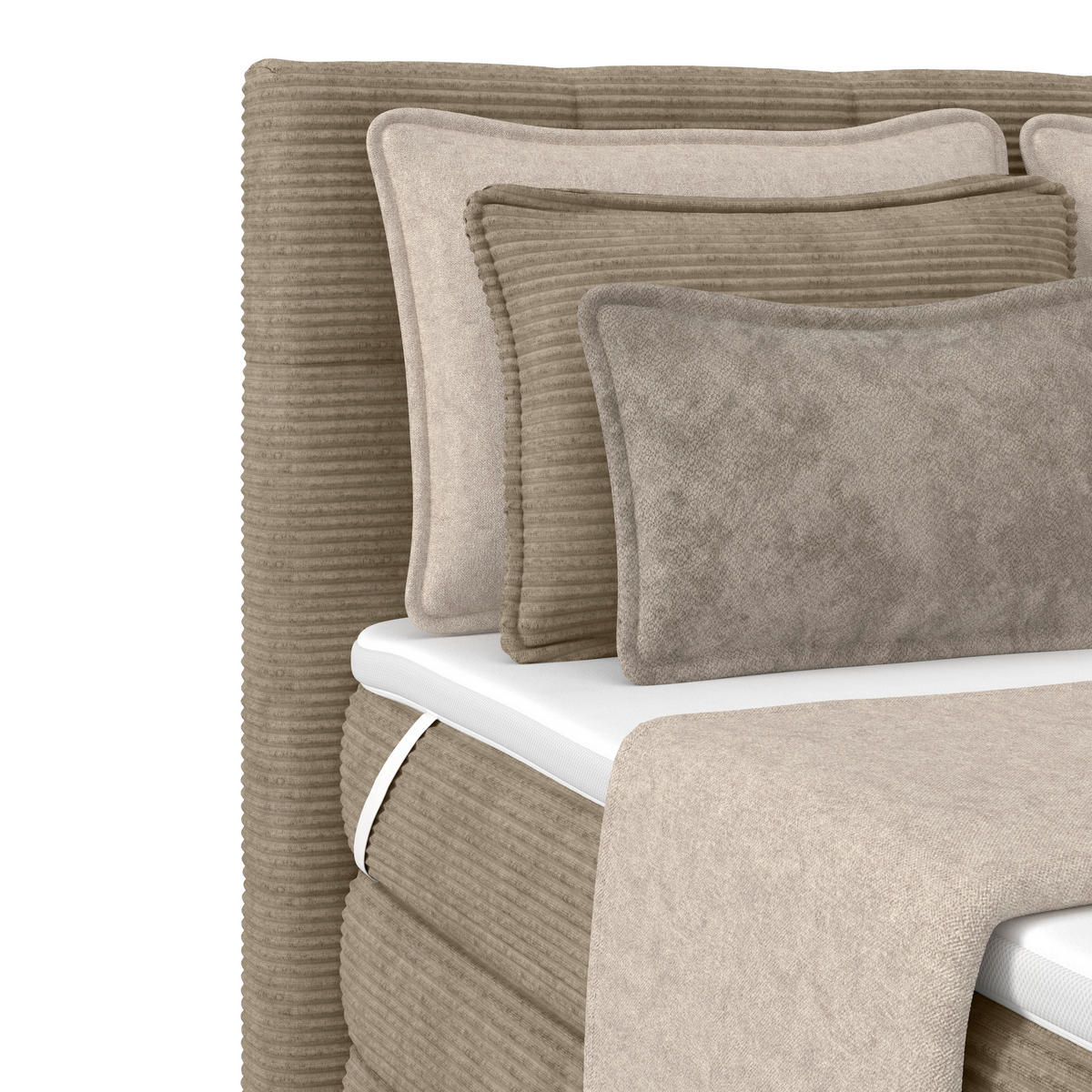 BOXSPRINGBETT 140/200 cm,  in Schlammfarben, gepolstertes Kopfteil, Bettkasten, Topper, Matratzen, H4 + H4 = sehr fest  - Schlammfarben, KONVENTIONELL, Holz/Holzwerkstoff (140/200cm)