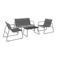 GARTENSET 4-teilig  - Dunkelgrau, MODERN, Glas/Textil (113/73/74cm) - Xora
