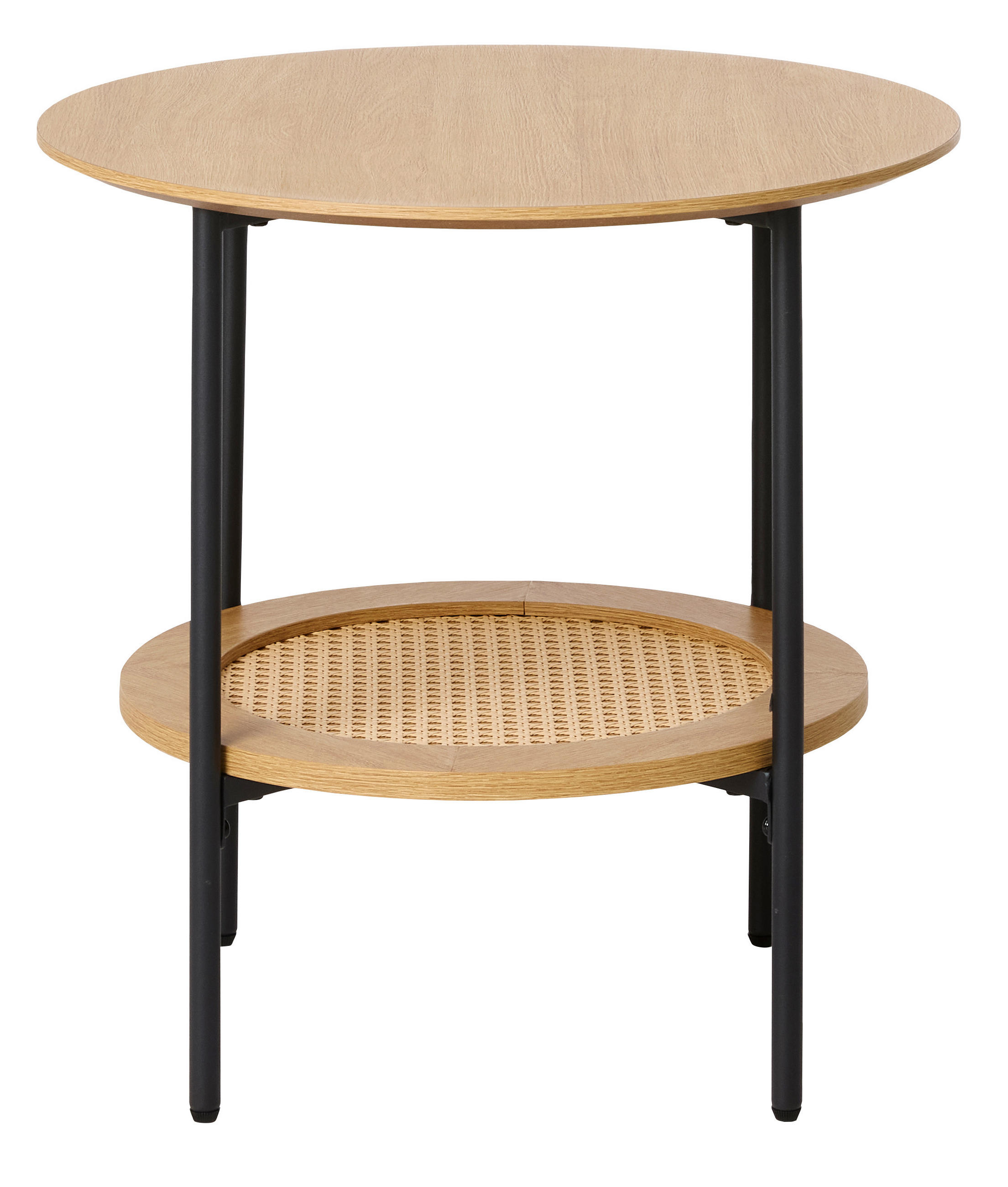 BEISTELLTISCH 50/50/50 cm Schwarz, Eichefarben rund  - Eichefarben/Schwarz, Basics, Holzwerkstoff/Metall (50/50/50cm) - Boxxx