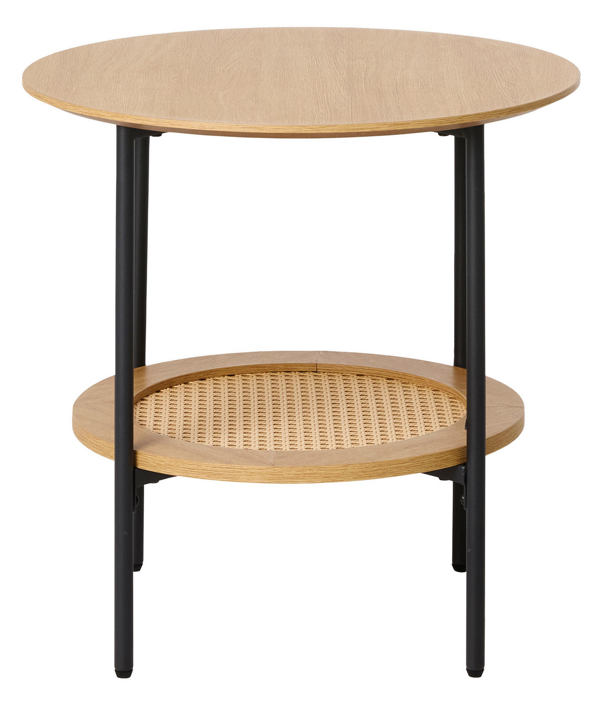 BEISTELLTISCH 50/50/50 cm Schwarz, Eichefarben rund  - Eichefarben/Schwarz, Basics, Holzwerkstoff/Metall (50/50/50cm) - Boxxx