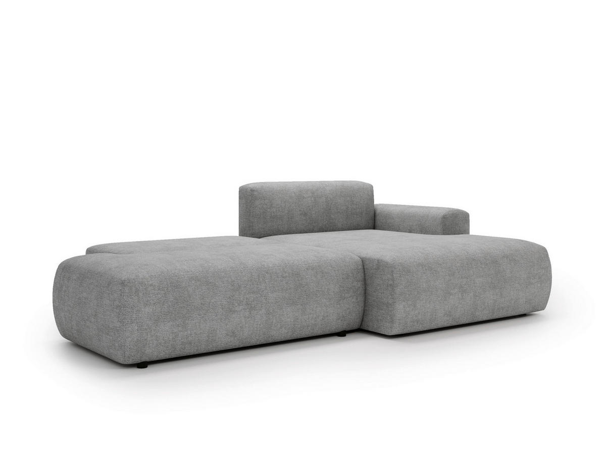 ECKSOFA REVE in Chenille Hellgrau  284/160 cm  - Hellgrau/Schwarz, Design, Kunststoff/Textil (284/160cm) - Livetastic
