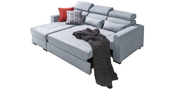 ECKSOFA Blaugrau Webstoff  - Blaugrau/Schwarz, Design, Kunststoff/Textil (179/240cm) - Carryhome