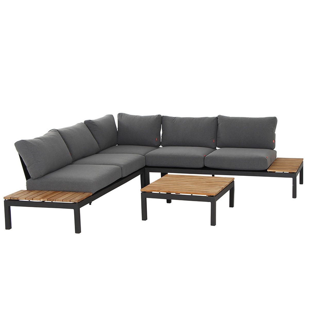 LOUNGEGARNITUR Teakholz massiv Aluminium  - Anthrazit/Grau, KONVENTIONELL, Holz/Kunststoff (252/84/252cm) - Siena Garden