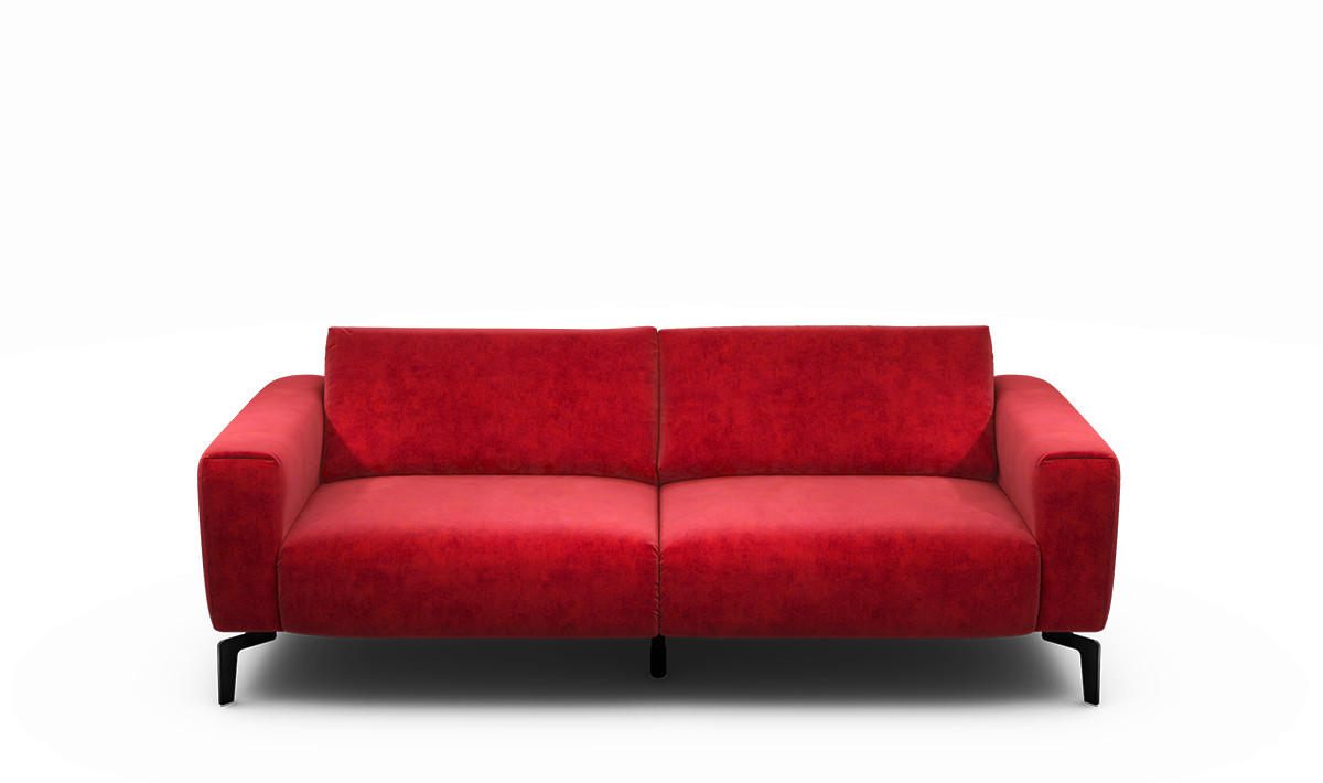 2,5-SITZER in Samt Rot  - Rot/Schwarz, Design, Textil/Metall (220/86/86-94cm) - SENSOO