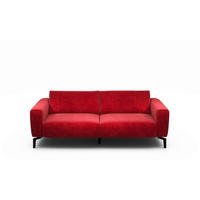 2,5-SITZER in Samt Rot  - Rot/Schwarz, Design, Textil/Metall (220/86/86-94cm) - SENSOO