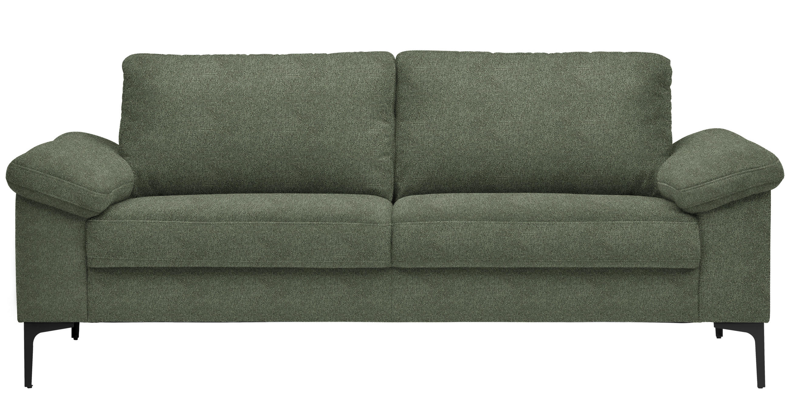 2,5-SITZER in Flachgewebe Olivgrün  - Schwarz/Olivgrün, Design, Textil/Metall (206/86/97cm) - Pure Home Lifestyle